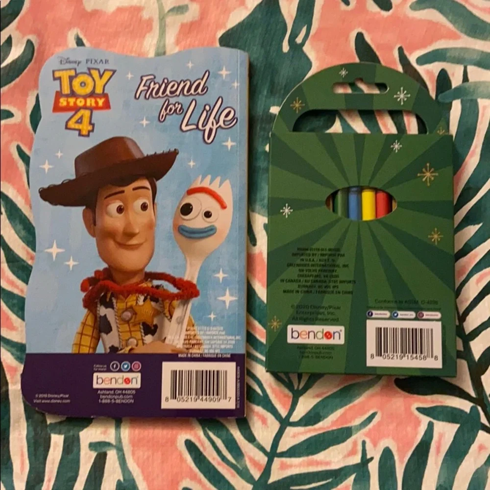 Set of 2 Toy Story 4 Board Book & Activity Color Pad Bundle Woody Forky Rex NWT